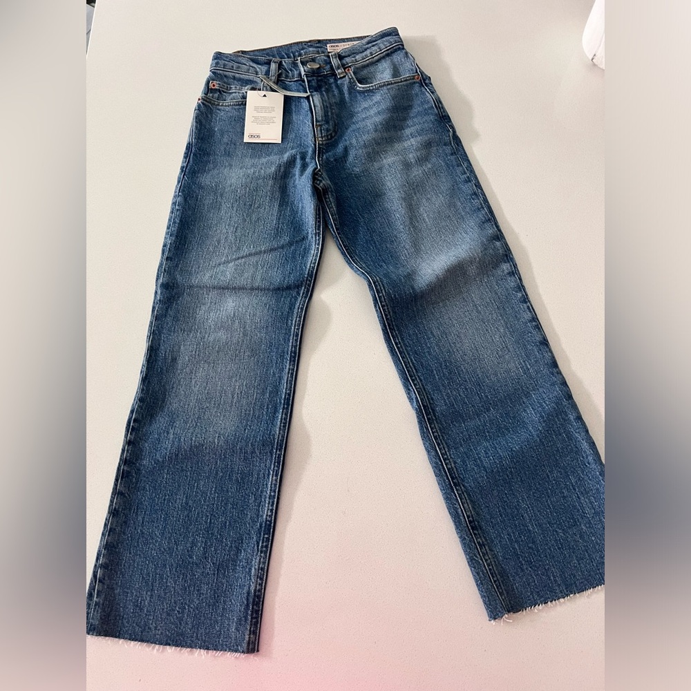 ASOS Denim Blue Jeans Raw Hem Women's 24 New With Tags‎